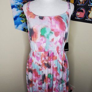 Torrid Pink Tie Dye Midi Dress W/ Tie Back 2XL NWT